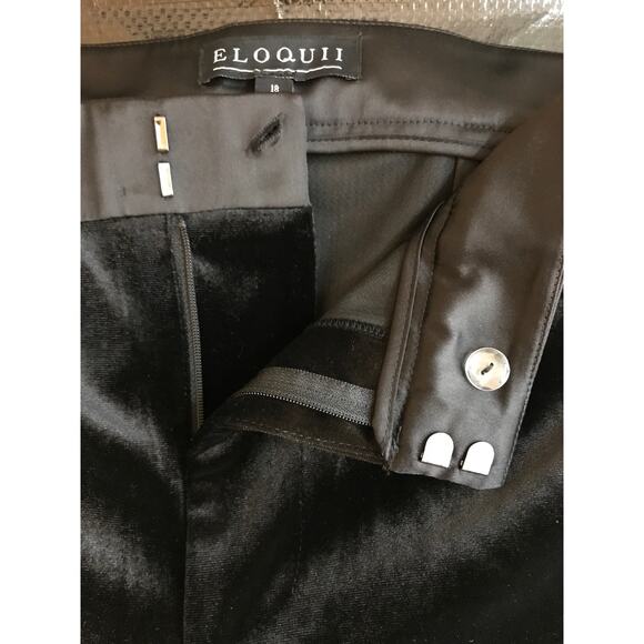 Eloquii Womens Black Velvet Satin 2 Pc Suit Blazer 16 Tuxedo Pants 18 - Picture 13 of 16